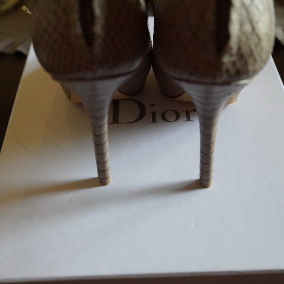 Christian Dior Embossed Python Peep Toe Booties - Picture 6 of 7